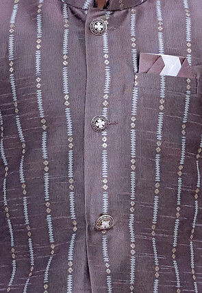 Woven Art Silk Kurta Set in Dusty Purple