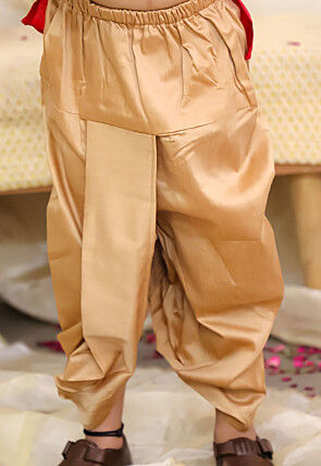 Woven Art Silk Kurta Set in Red and Violet