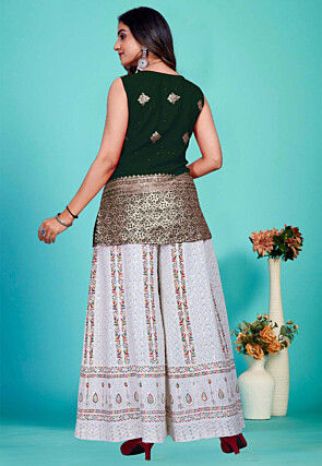Woven Art Silk Kurti in Green