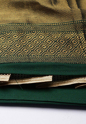 Woven Art Silk Lehenga in Green