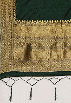 Woven Art Silk Lehenga in Green