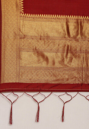 Woven Art Silk Lehenga in Maroon