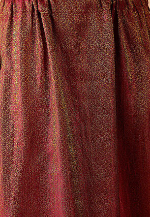 Woven Art Silk Lehenga in Maroon