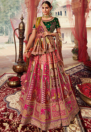 Art Silk Designer Lehenga Choli Bollywood Lahnga Marriage Ghaghra