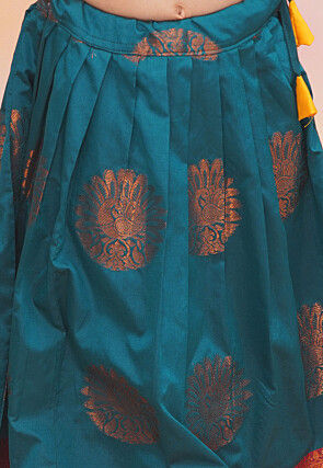 Woven Art Silk Lehenga in Teal Blue
