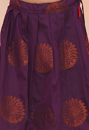 Woven Art Silk Lehenga in Violet