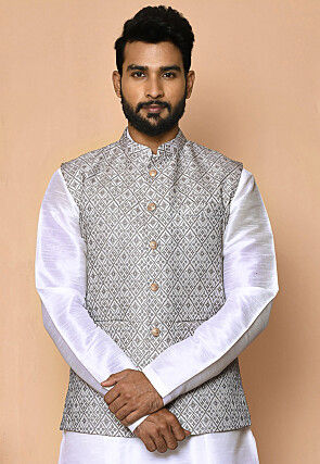 Buy Silver-Toned 3-Piece Ethnic Suit for Men by Deyann Online | Ajio.com