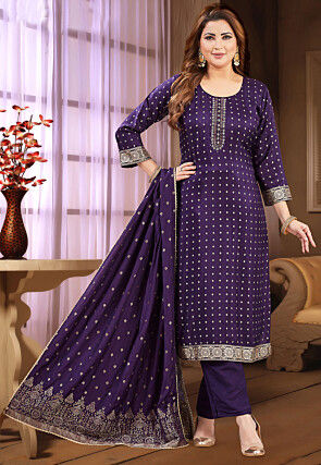 Woven Art Silk Pakistani Suit in Purple