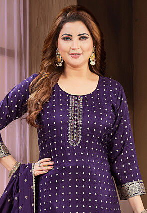 Woven Art Silk Pakistani Suit in Purple