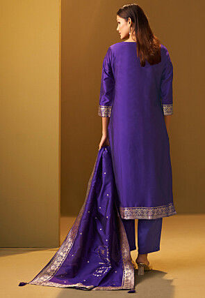 Woven Art Silk Pakistani Suit in Purple