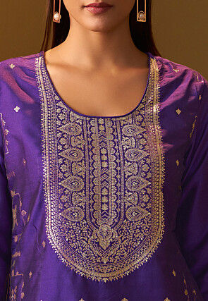 Woven Art Silk Pakistani Suit in Purple