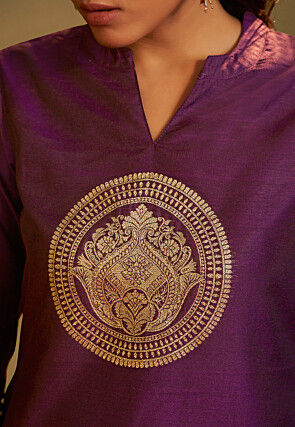 Woven Art Silk Pakistani Suit in Purple