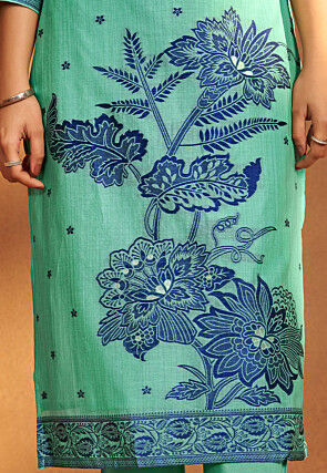 Woven Art Silk Pakistani Suit in Sea Green