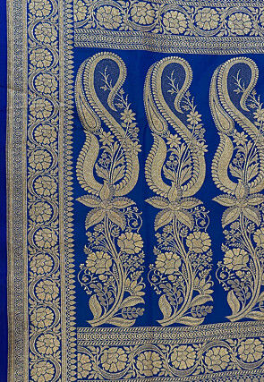 Woven Art Silk Saree from Banaras in Blue