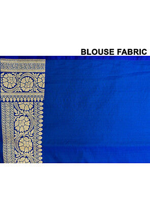Woven Art Silk Saree from Banaras in Blue