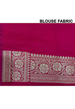 Woven Art Silk Saree from Banaras in Fuchsia
