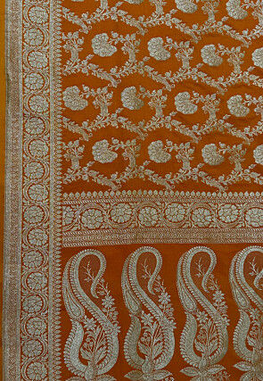 Woven Art Silk Saree from Banaras in Mustard