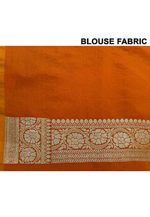 Woven Art Silk Saree from Banaras in Mustard