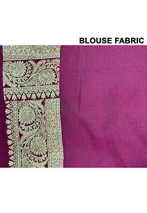 Woven Art Silk Saree from Banaras in Wine