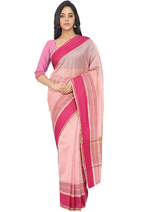 Woven Art Silk Saree in Baby Pink