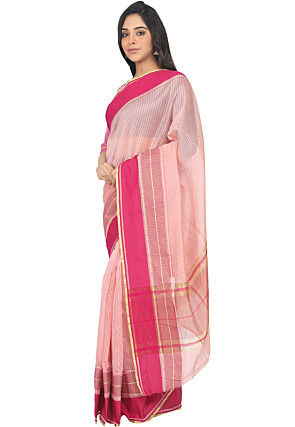 Woven Art Silk Saree in Baby Pink