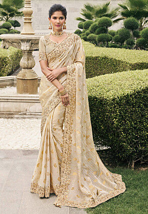 Woven Art Silk Saree in Beige