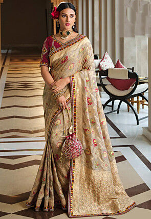Beige Wedding Sarees Buy Latest Designs Online Utsav Fashion
