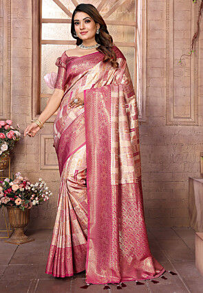 Woven Art Silk Saree in Beige