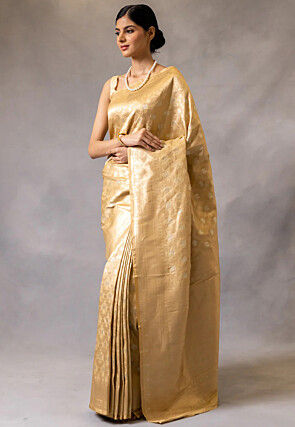 Woven Art Silk Saree in Beige