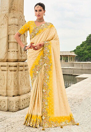 Woven Art Silk Saree in Beige