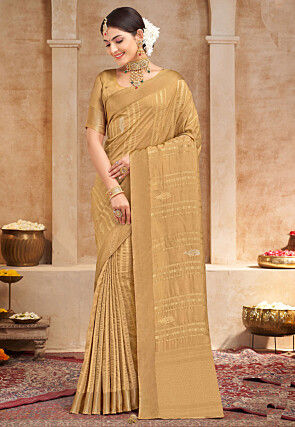 Woven Art Silk Saree in Beige