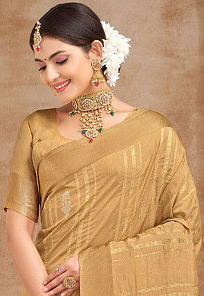 Woven Art Silk Saree in Beige