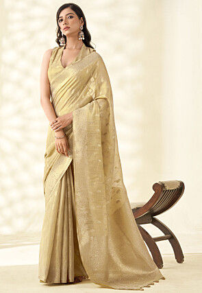 Woven Art Silk Saree in Beige