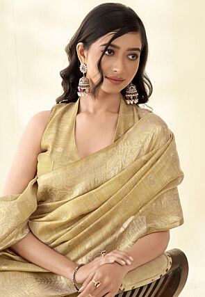 Woven Art Silk Saree in Beige