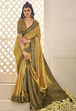 Woven Art Silk Saree in Beige