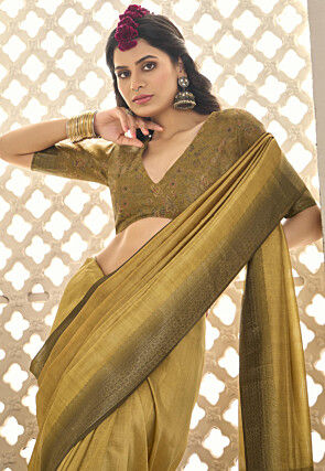Woven Art Silk Saree in Beige