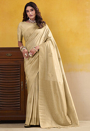 Woven Art Silk Saree in Beige