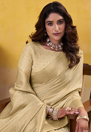 Woven Art Silk Saree in Beige