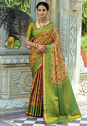 Woven Art Silk Saree in Beige
