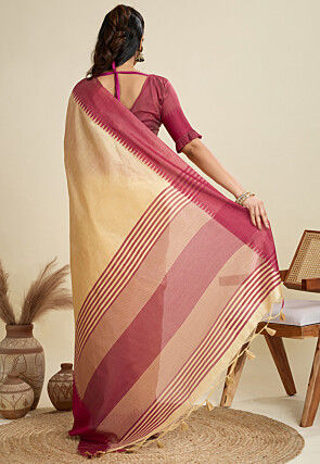 Woven Art Silk Saree in Beige