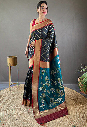 Woven Art Silk Saree in Black