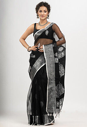 Woven Art Silk Saree in Black