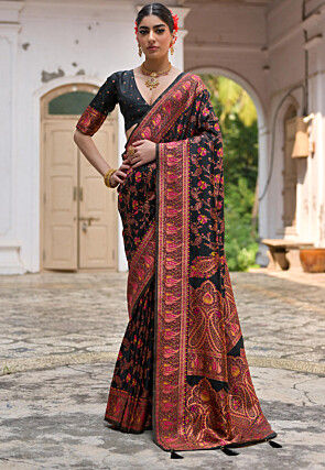 Woven Art Silk Saree in Black
