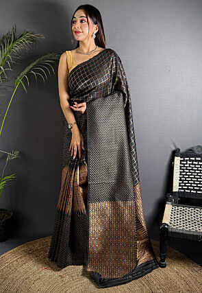 Woven Art Silk Saree in Black