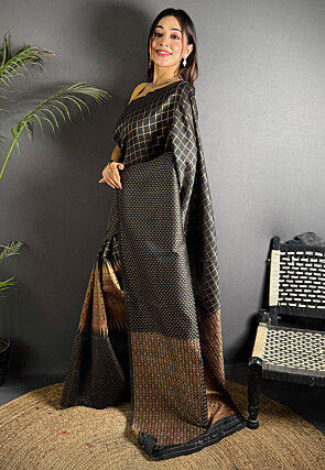 Woven Art Silk Saree in Black