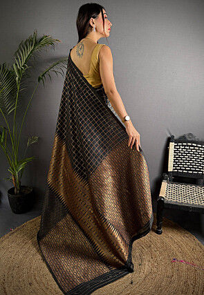 Woven Art Silk Saree in Black
