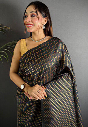 Woven Art Silk Saree in Black
