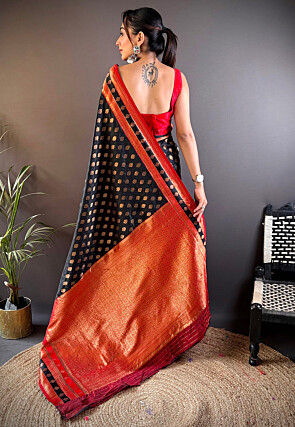 Woven Art Silk Saree in Black
