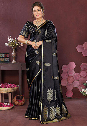 Woven Art Silk Saree in Black