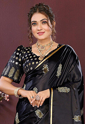 Woven Art Silk Saree in Black
